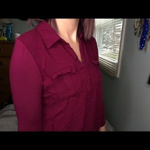 Rolled sleeve half button up.